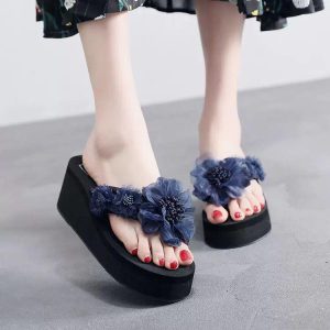 Women’s Solid Color Round Toe Cross Flat Slippers Sandals – Size 41